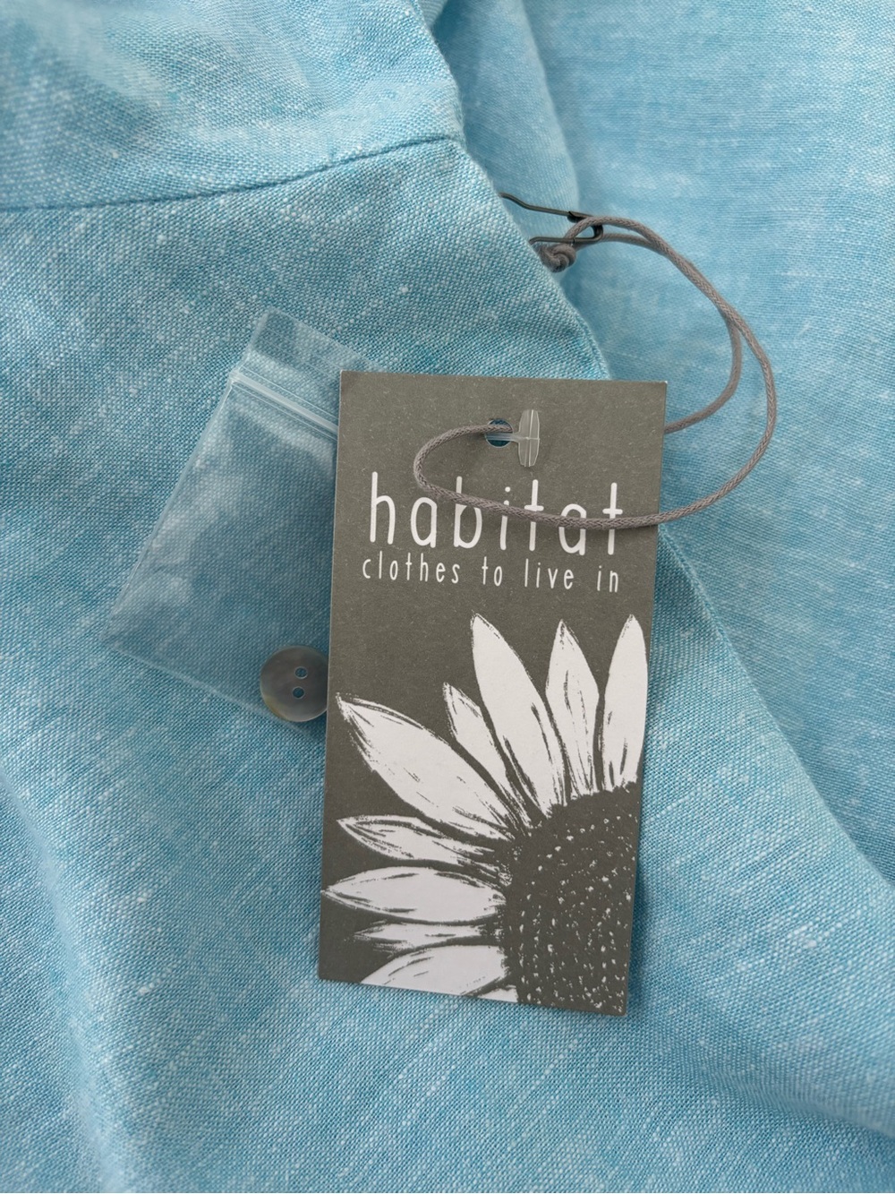 Habitat Linen Solid Shirt Dress NWT Topaz Blue Classic Spring 2026 L - Picture 9 of 12